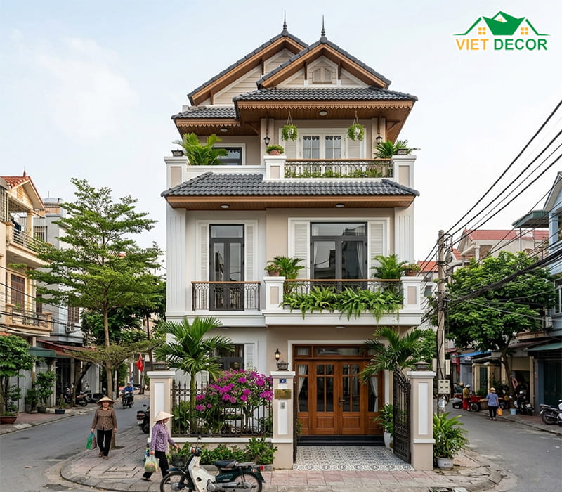 Thiết kế nhà 4x16m 3 tầng mái Thái sang trọng