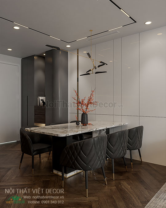 Nội thất Việt Decor thiết kế thi công nội thất căn hộ 3 phòng ngủ 89.39 m2 tại tp hồ chí minh phòng khách bàn ăn