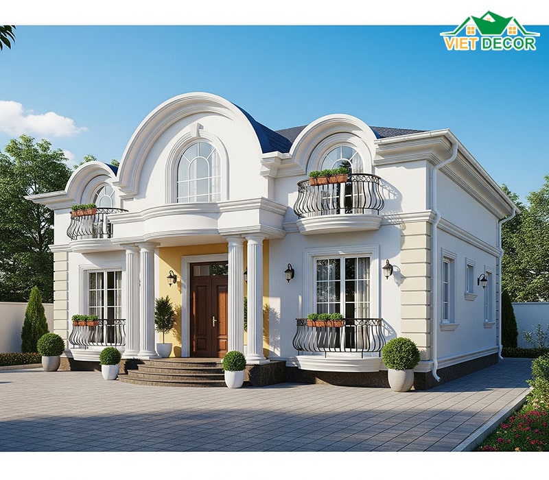 Mẫu 5x20m nhà ống 1 tầng 3 phòng ngủ tân cổ điển