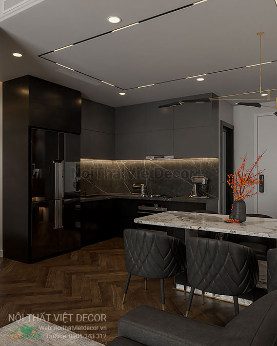 Nội thất Việt Decor thiết kế thi công nội thất căn hộ 3 phòng ngủ 89.39 m2 tại tp hồ chí minh phòng bếp