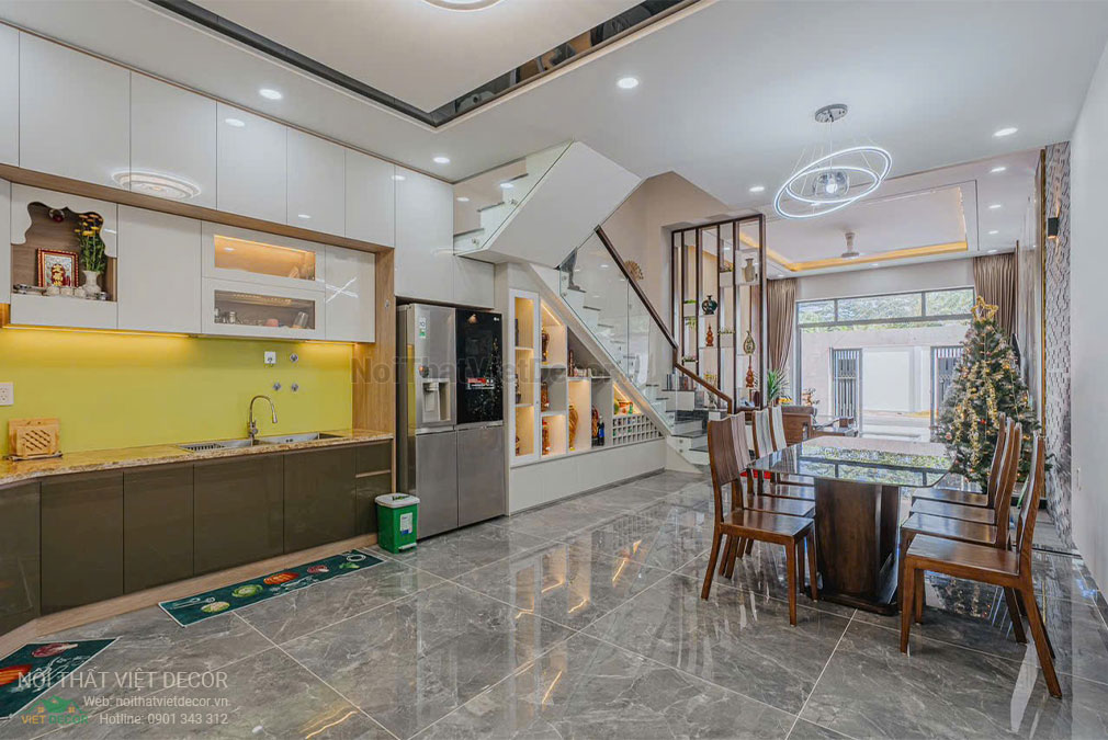 Nội thất Việt Decor thiết kế thi công nội thất nhà phố Long An phòng khách bếp