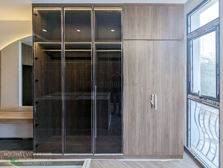 Nội Thất Việt Decor thiết kế thi công nội thất, tủ bếp gỗ công nghiệp An Cường, nhà phố 3 phòng ngủ tại tỉnh Cần Thơ, tủ quần áo