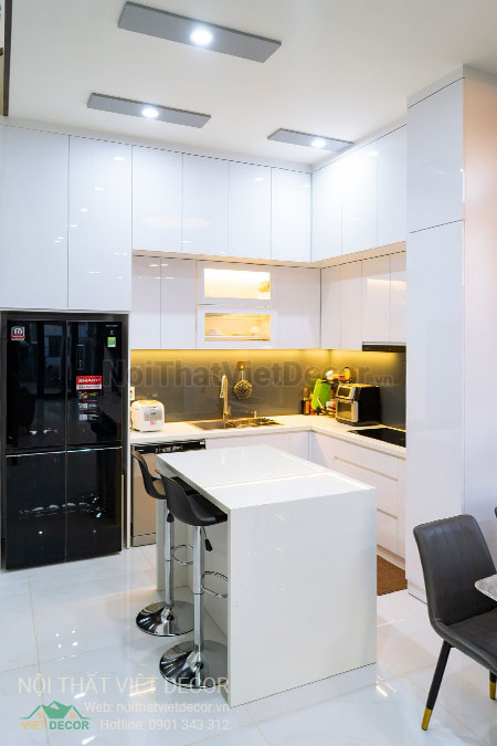 Nội Thất Việt Decor thiết kế thi công nội thất, tủ bếp gỗ công nghiệp An Cường, nhà phố 3 tầng tại thành phố Biên Hòa, Đồng Nai, tủ bếp, bàn đảo bếp