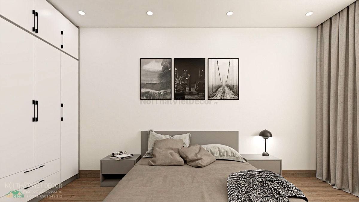 Nội thất Việt Decor thiết kế thi công nội thất nhà liên kế 3 tầng thuộc dự án Lavilla Tân An, Long An, phòng ngủ 1 tầng 3