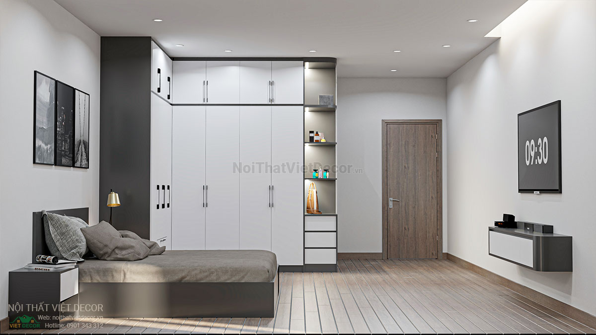 Nội thất Việt Decor thiết kế thi công nội thất nhà ở gia đình 3 tầng thuộc dự án Lavilla Tân An, Long An, phòng ngủ lớn