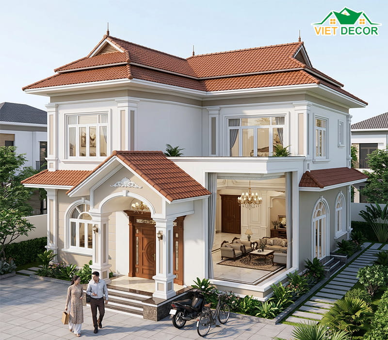 Bản vẽ nhà 2 tầng 5x14m mái Thái tân cổ điển sang trọng