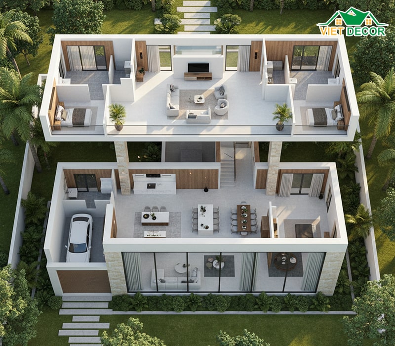 Bố trí mặt bằng công năng chi tiết