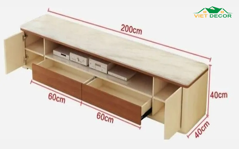 Kích thước kệ tivi treo tường phòng ngủ