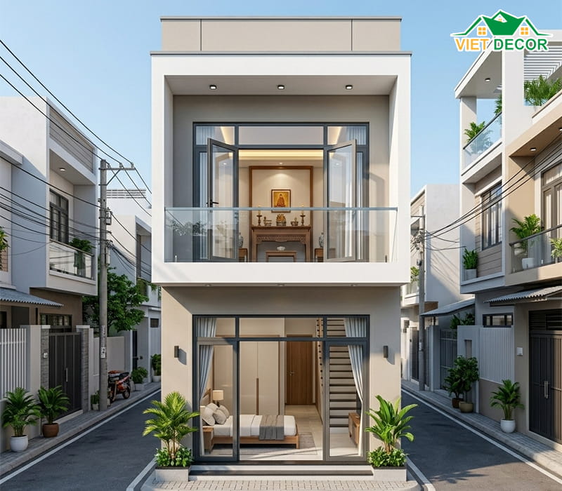 Mẫu nhà ống 2 tầng hiện đại, tối ưu diện tích phố