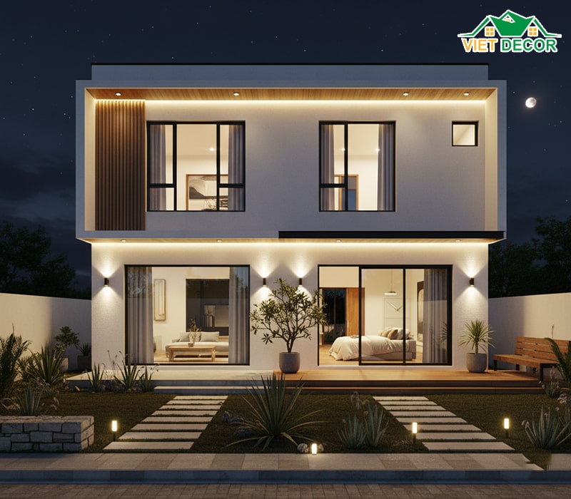 mẫu nhà 2 tầng 4 phòng ngủ dưới 1 tỷ