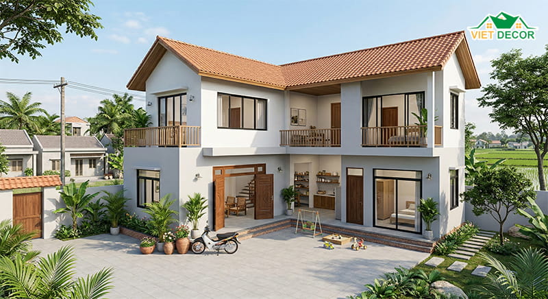 Mẫu nhà 2 tầng chữ L tối ưu công năng