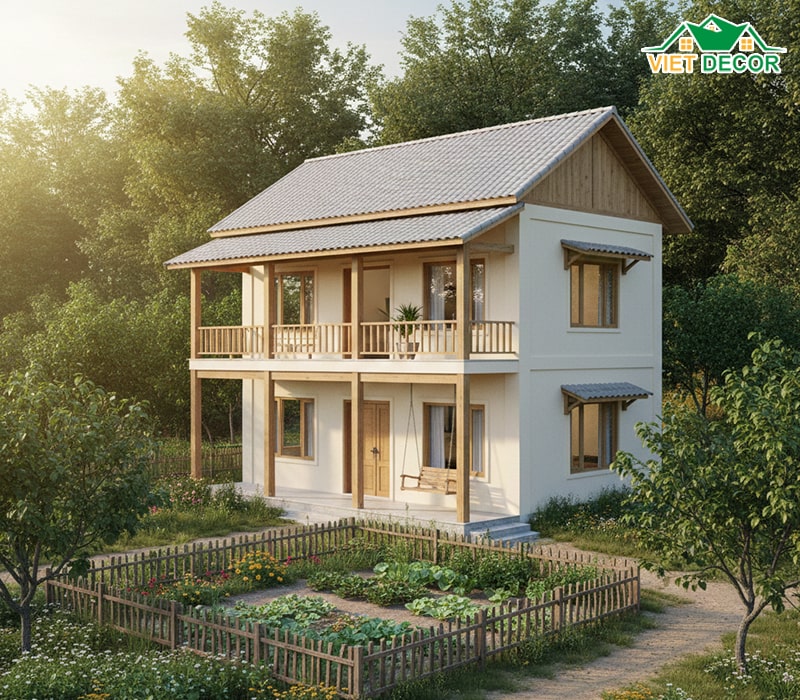 Mẫu nhà 2 tầng phong cách nông trại (farmhouse)