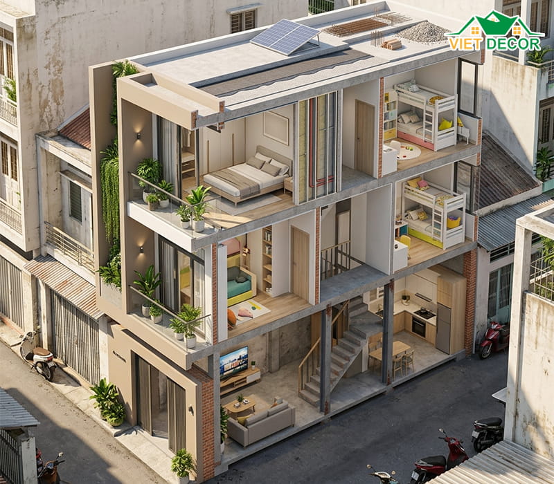 Dự toán chi phí xây dựng mẫu nhà 4x14 2 tầng 3 phòng ngủ mới nhất