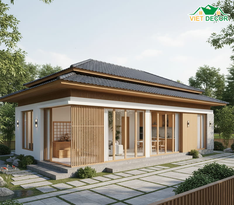 Mẫu nhà cấp 4 mái Nhật hiện đại
