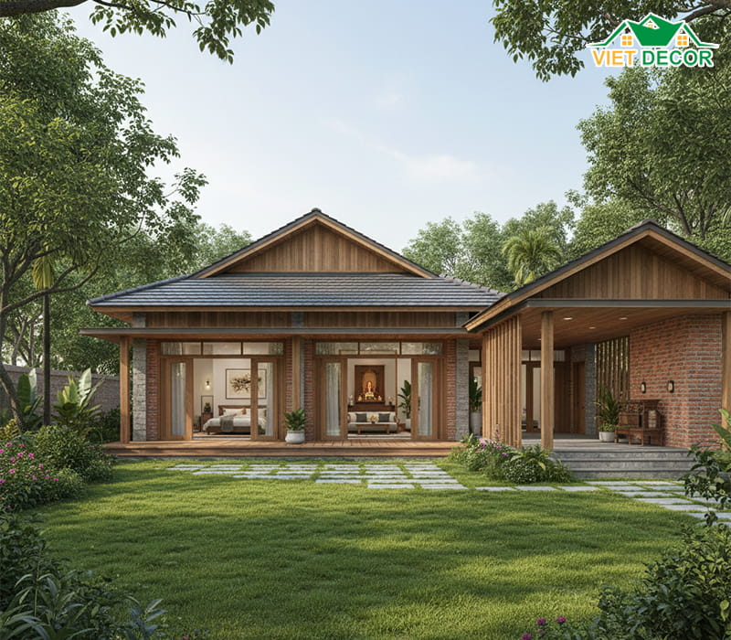 Mẫu nhà vườn cấp 4 100m2