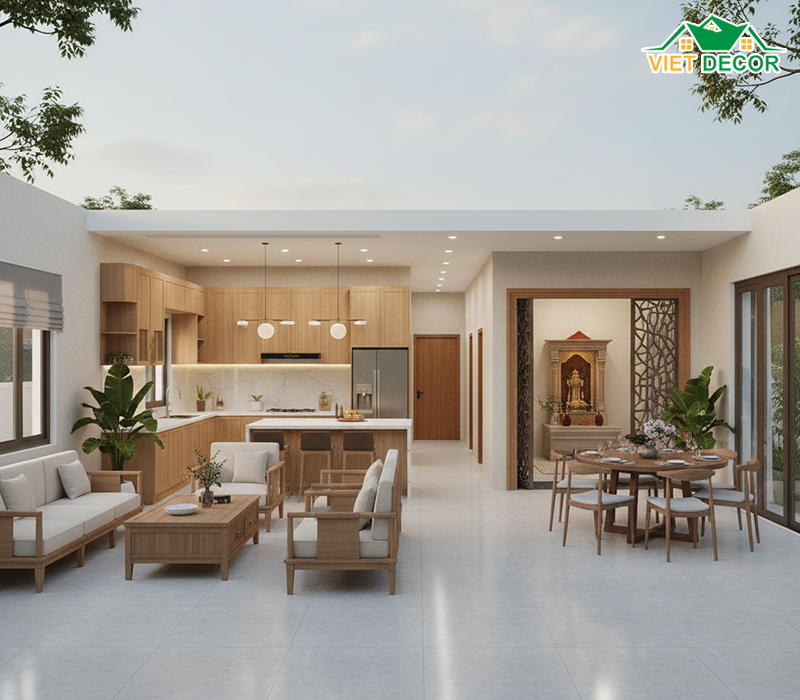 Tại sao mẫu nhà cấp 4 120m2 3 phòng ngủ 1 thờ là xu hướng 2025?