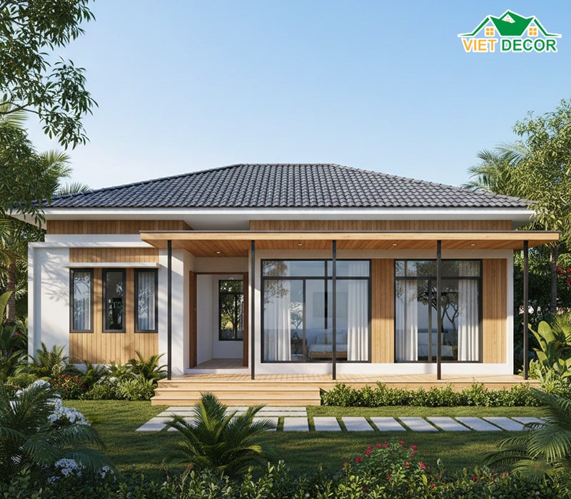 mẫu nhà cấp 4 3 phòng ngủ 1 phòng khách