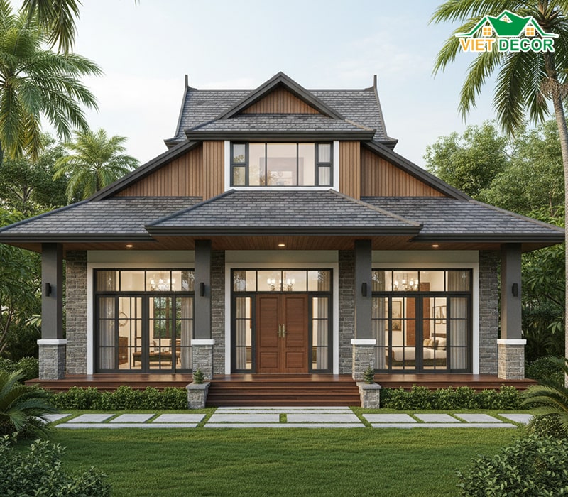Mẫu nhà cấp 4 mái Thái 3 phòng ngủ sang trọng