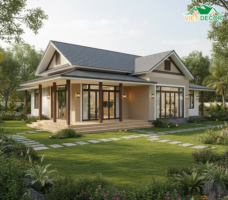 Mẫu nhà cấp 4 giả biệt thự nhà vườn (Diện tích lớn >120m²)