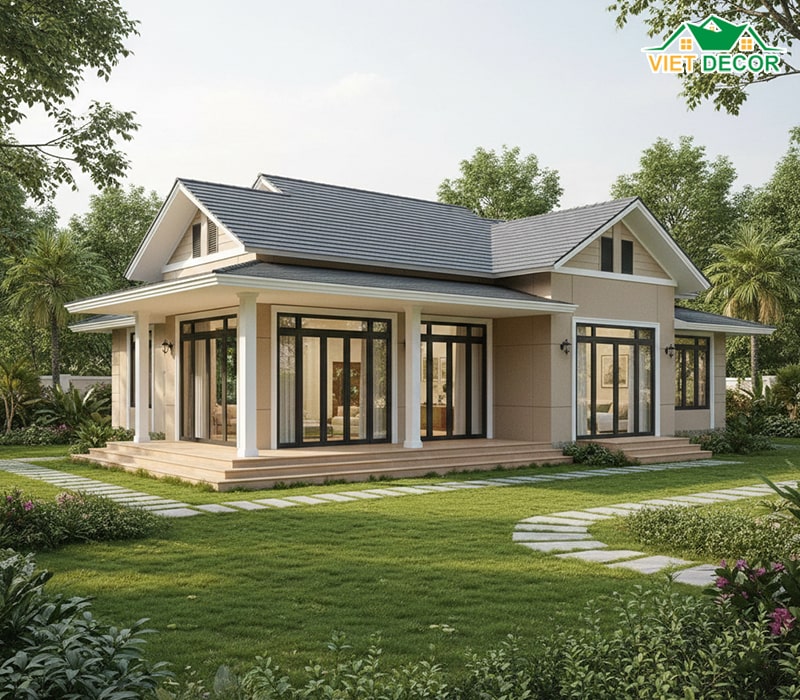 Mẫu nhà cấp 4 giả biệt thự nhà vườn (Diện tích lớn >120m²)