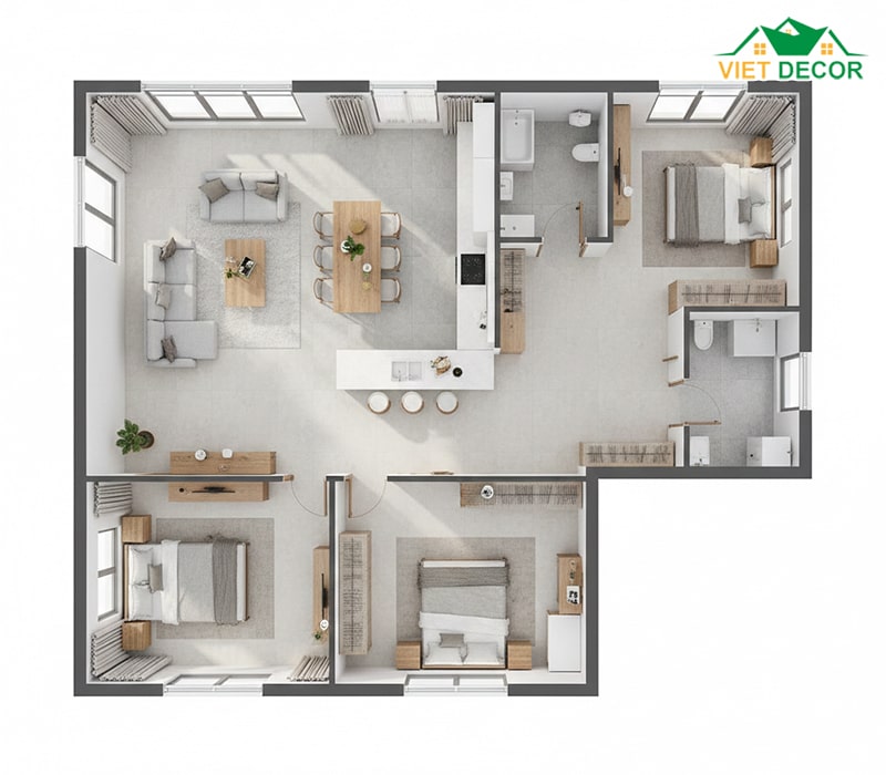 Cách thiết kế phòng khách liền bếp tạo không gian mở