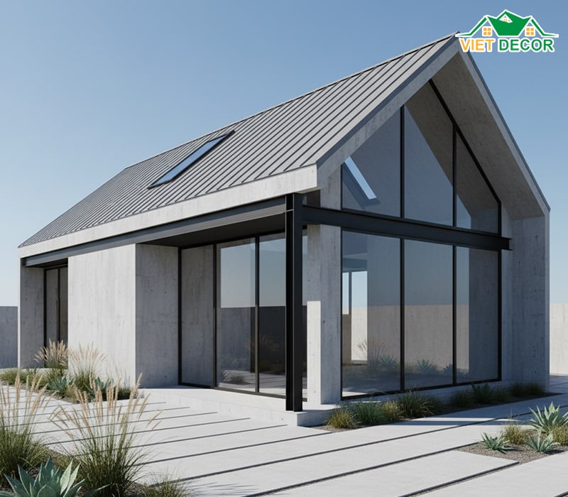 Mẫu nhà cấp 4 đẹp 5x20 mái tôn phong cách hiện đại