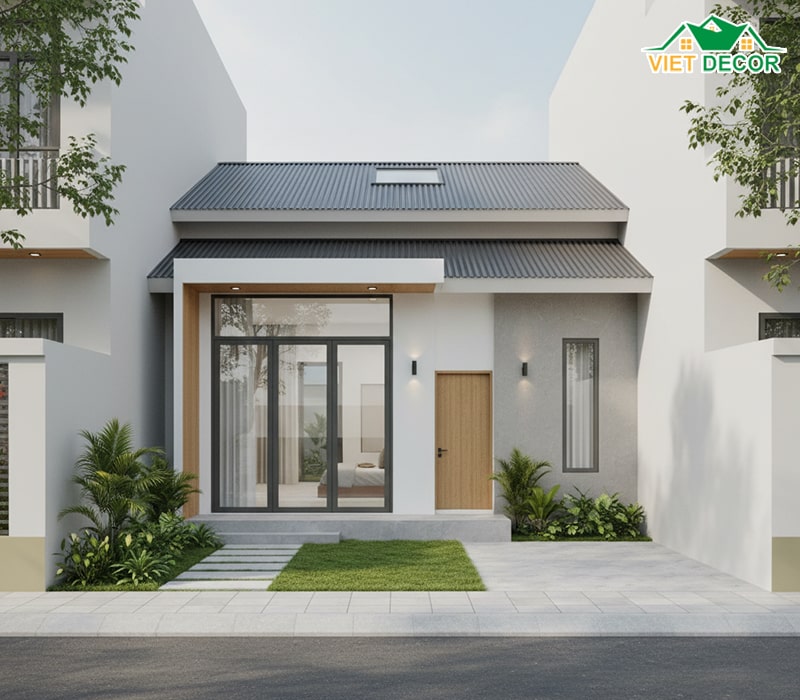 Mẫu nhà cấp 4 5x20 mái tôn kiểu nhà ống