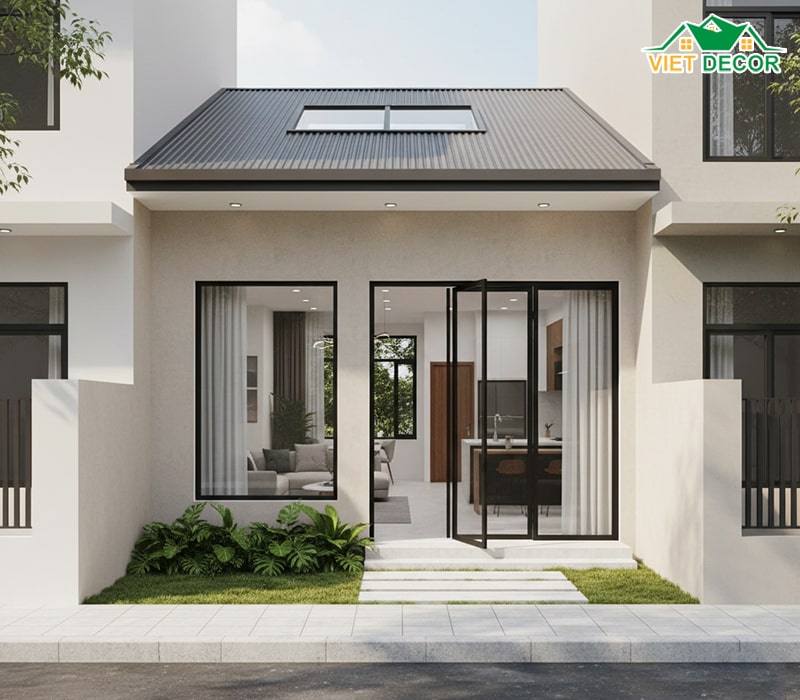 Mẫu nhà cấp 4 5x20 mái tôn kiểu nhà ống