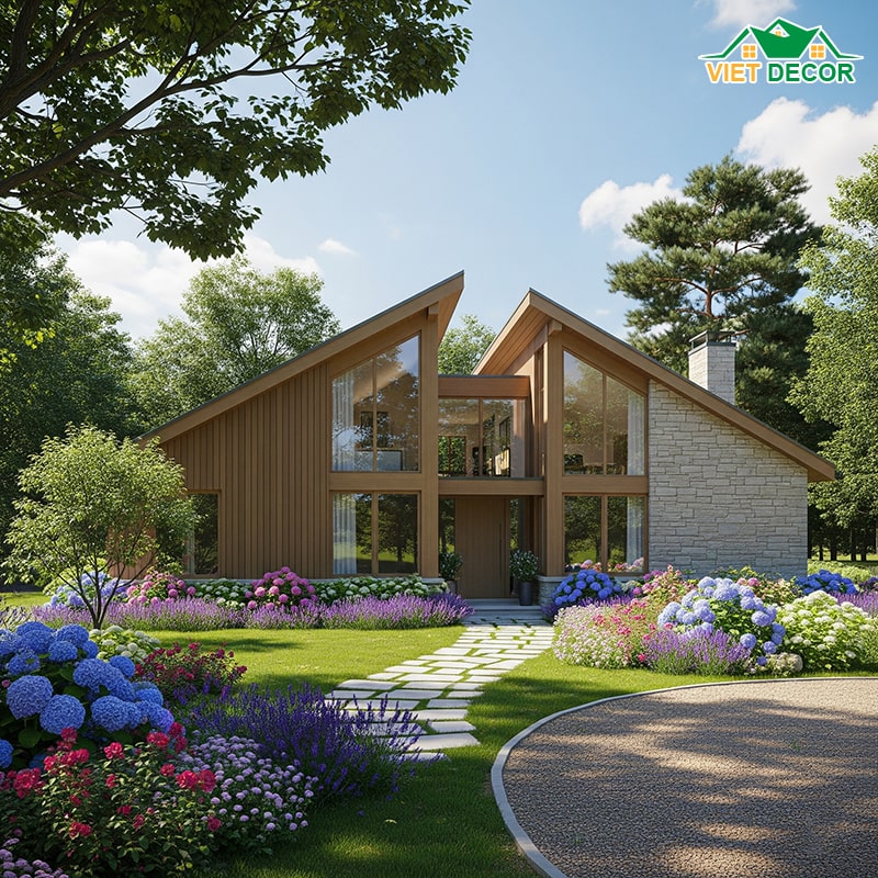 Mẫu nhà cấp 4 nông thôn 3 phòng ngủ mái lệch