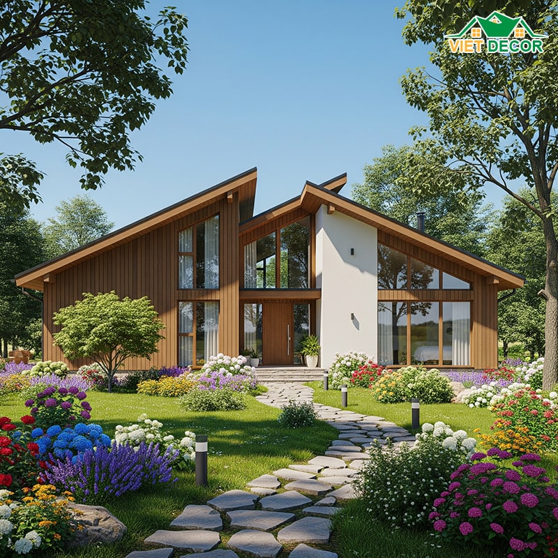 Mẫu nhà cấp 4 nông thôn 3 phòng ngủ mái lệch