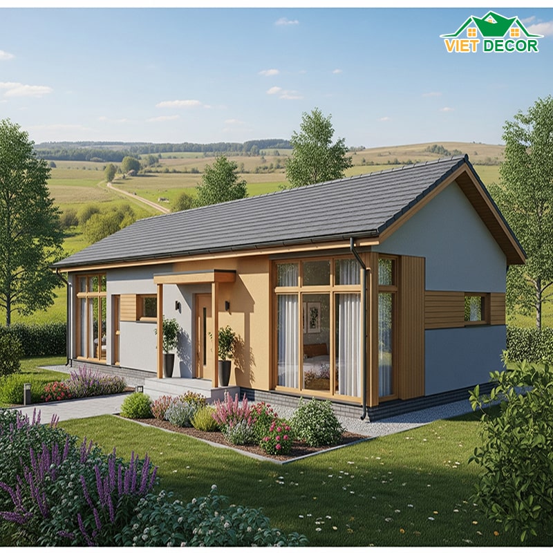 Mẫu nhà cấp 4 nông thôn 3 phòng ngủ 6x20