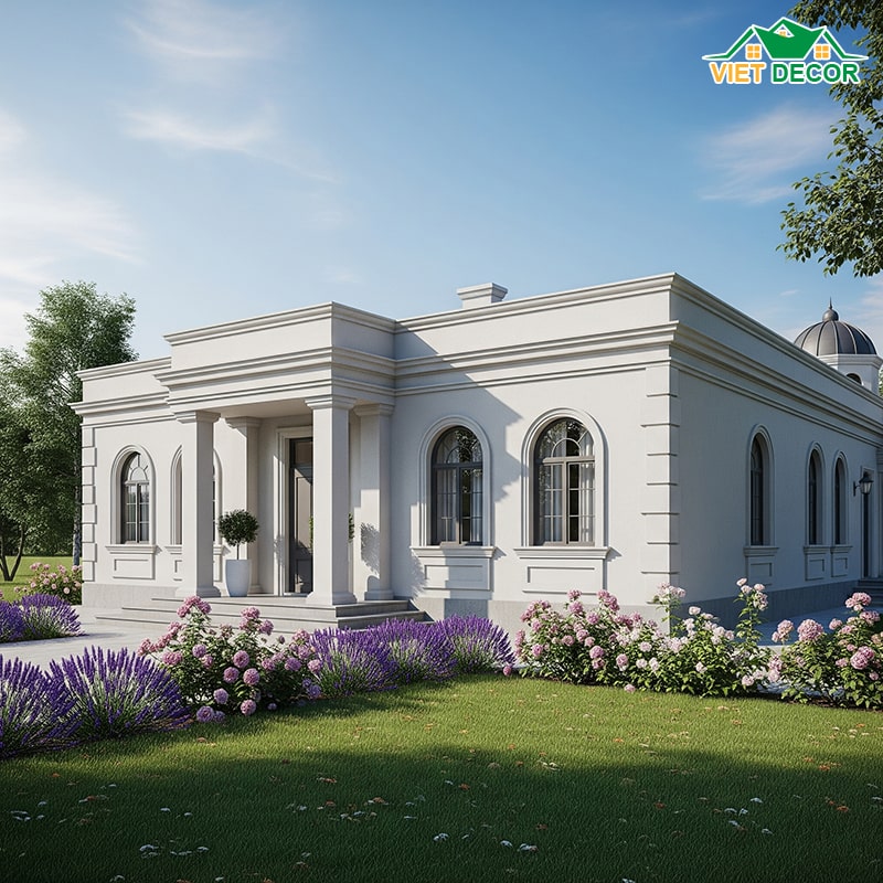 Mẫu nhà cấp 4 đẹp nông thôn 3 phòng ngủ kiểu Châu Âu