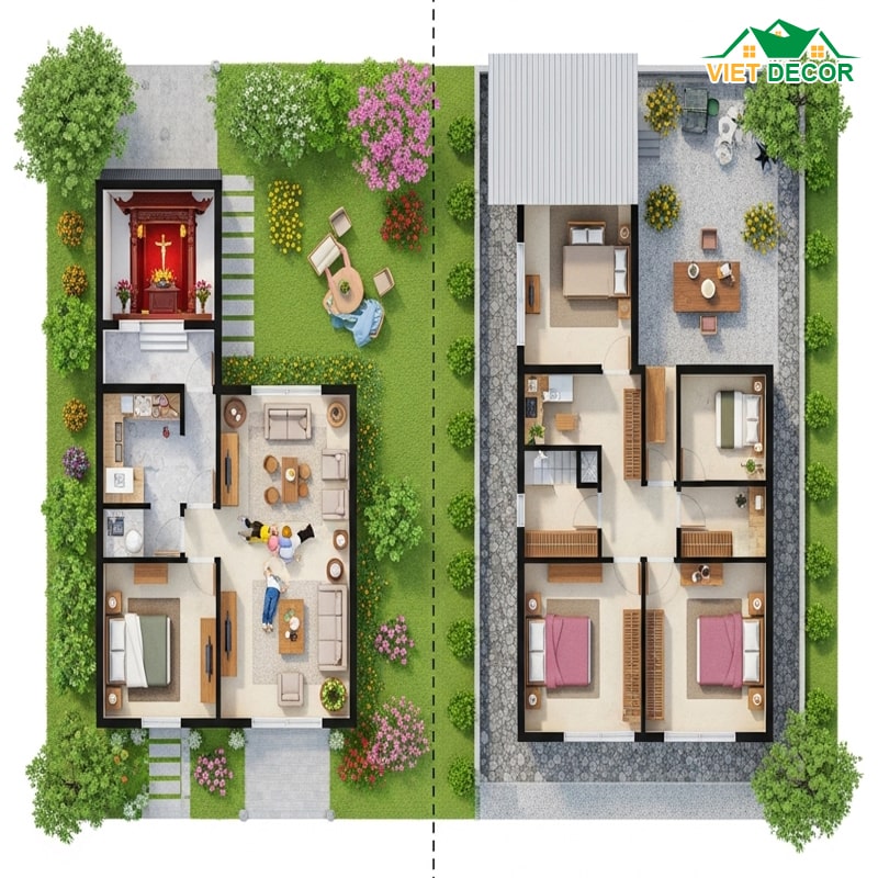 Ưu nhược điểm của kiểu nhà cấp 4 nông thôn 3 phòng ngủ 1 phòng thờ