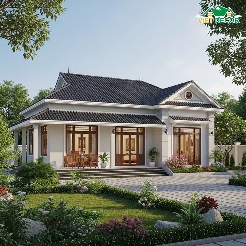 Mẫu nhà cấp 4 nông thôn 3 phòng ngủ 1 phòng thờ