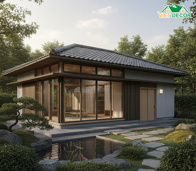 Mẫu nhà cấp 4 7x15m mái Nhật