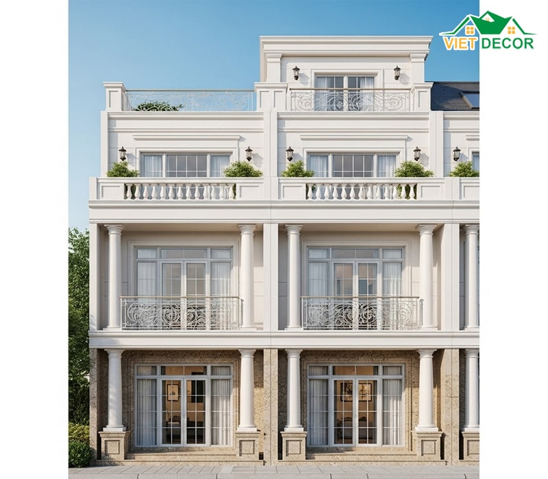 Mẫu nhà phố 4 tầng 4×16m phong cách Tân cổ điển sang trọng