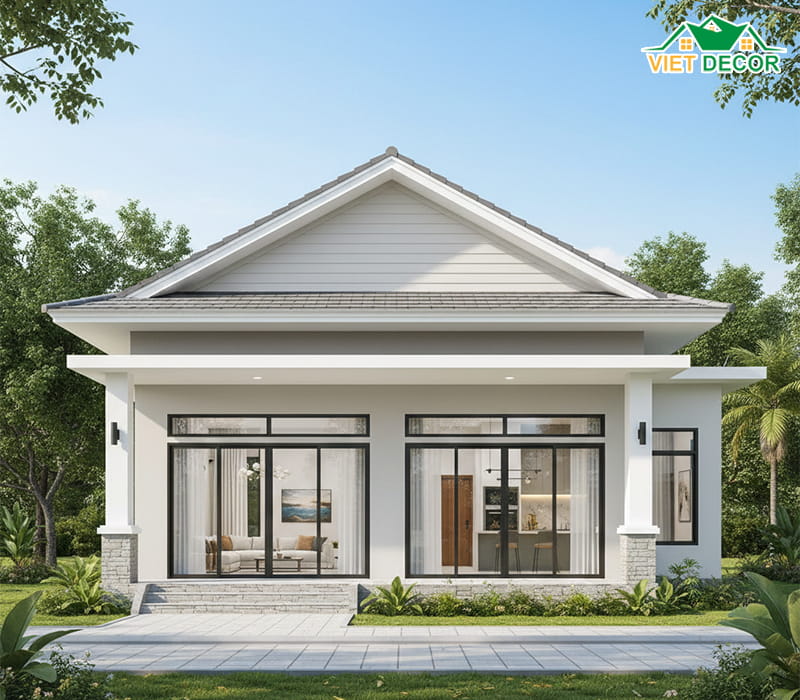 Mẫu nhà mái Thái 1 tầng phong cách hiện đại, tối giản