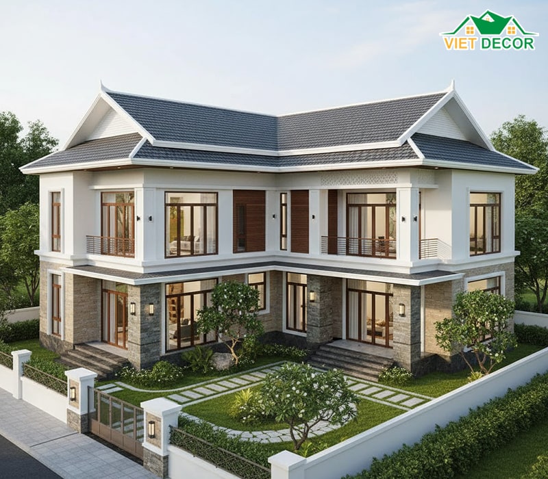 Mẫu nhà chữ L mái Thái đón gió