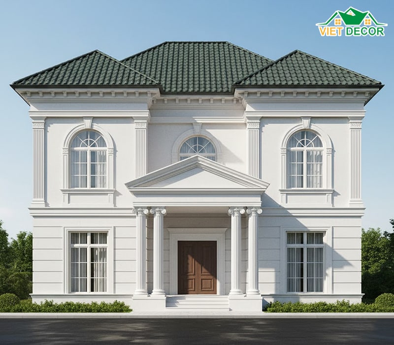 Thiết kế nhà mặt tiền 10m phong cách Tân cổ điển