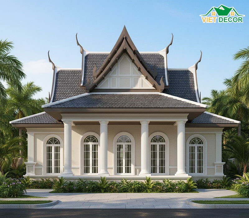 Mẫu nhà cấp 4 10x7m mái Thái sang trọng