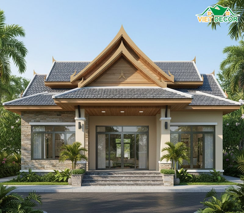 Mẫu nhà cấp 4 10x7m mái Thái sang trọng