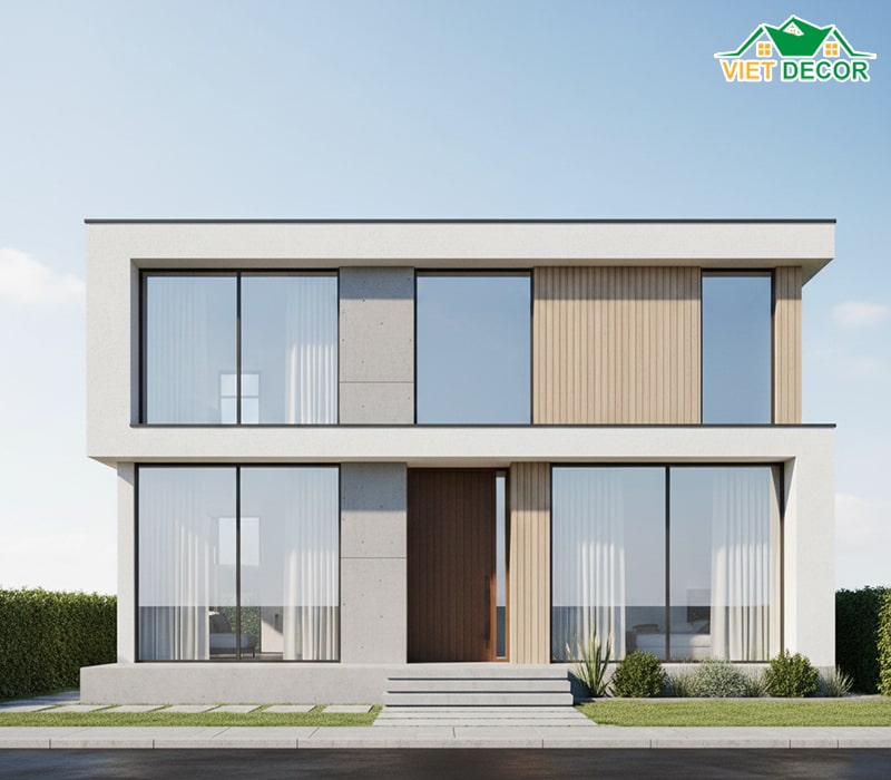 Mẫu nhà 1 tầng 10x7m mái bằng hiện đại