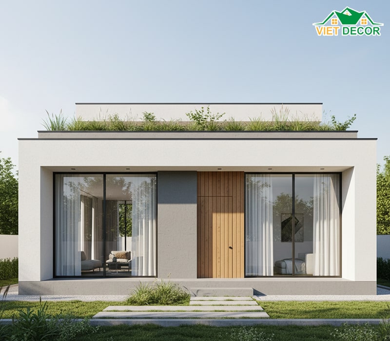 Mẫu nhà 1 tầng 10x7m mái bằng hiện đại
