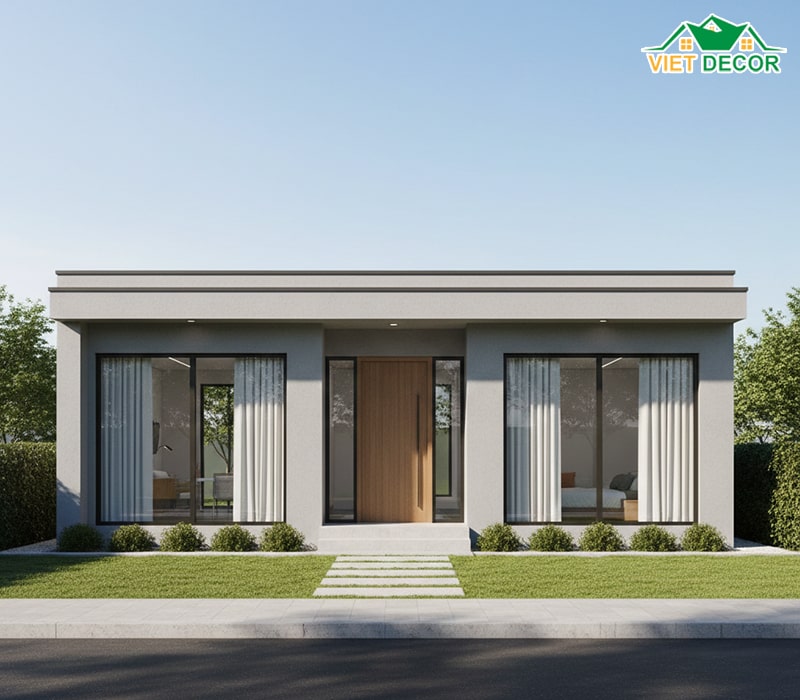 Mẫu nhà 1 tầng 10x7m mái bằng hiện đại