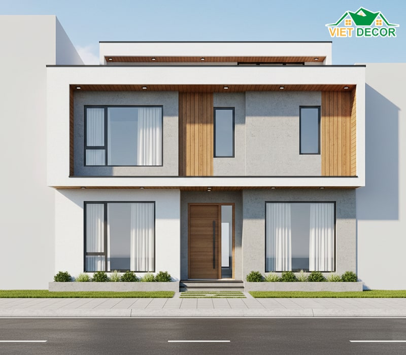 Mẫu nhà 1 tầng 10x7m mái bằng hiện đại