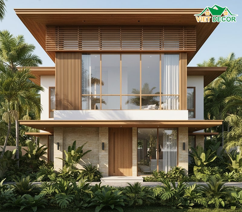 Mẫu nhà ngang 10m sâu 7m có gác lửng