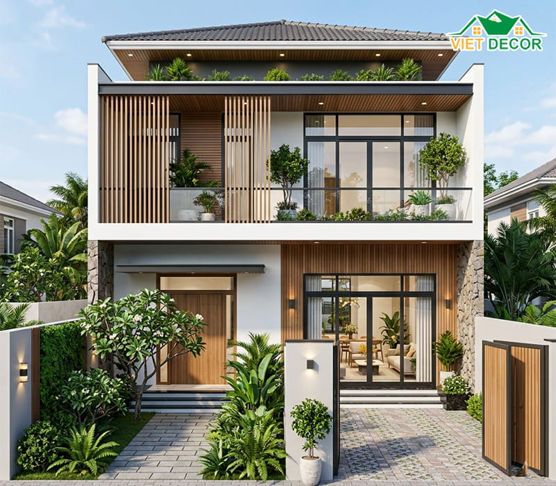 Đặc điểm kiến trúc của mẫu nhà ngang 12m sâu 8m 2 tầng