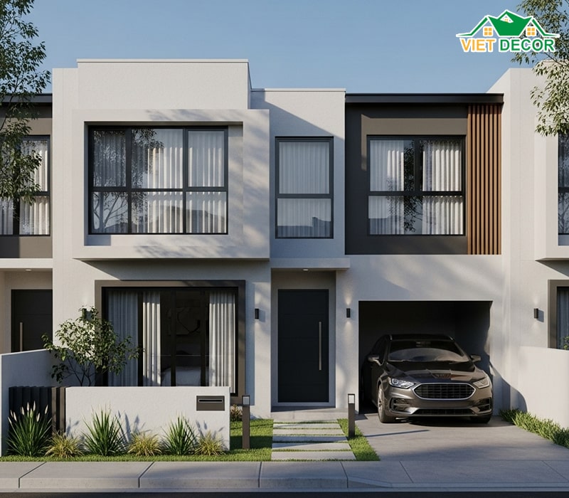 Mẫu nhà ống 2 tầng 4x15m có gara ô tô