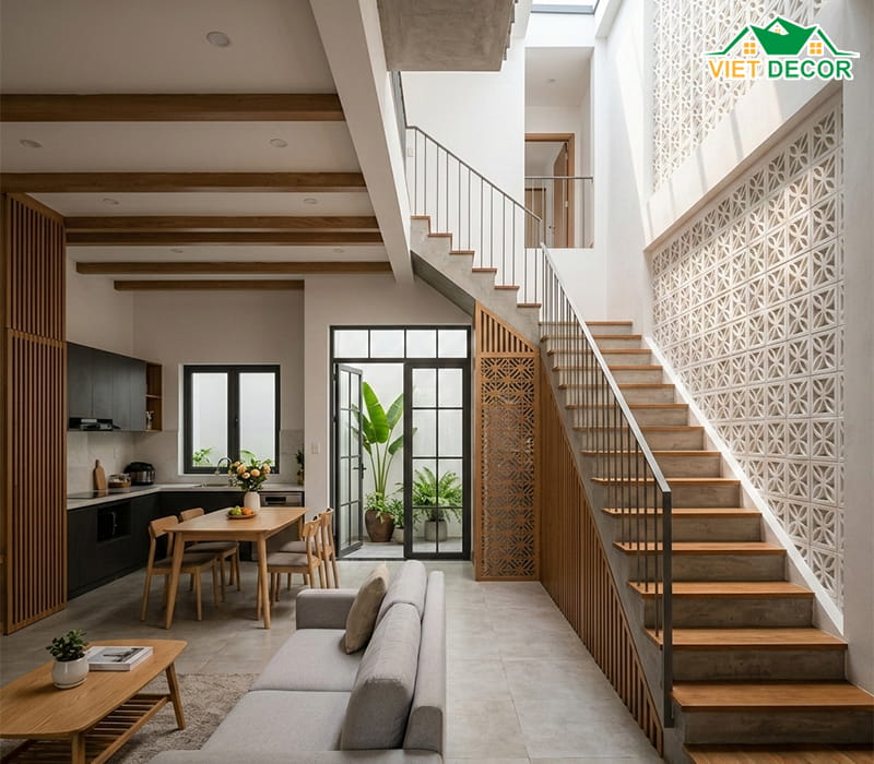 Sử dụng vách ngăn thông minh và gạch bông gió