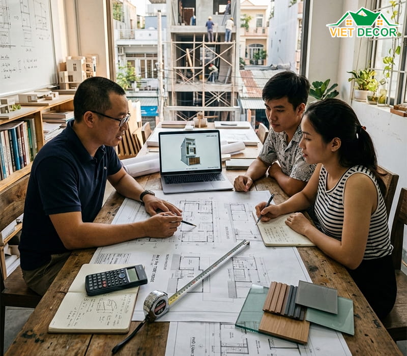 Dự toán chi phí xây dựng nhà ống 3 tầng 4x12m năm 2026